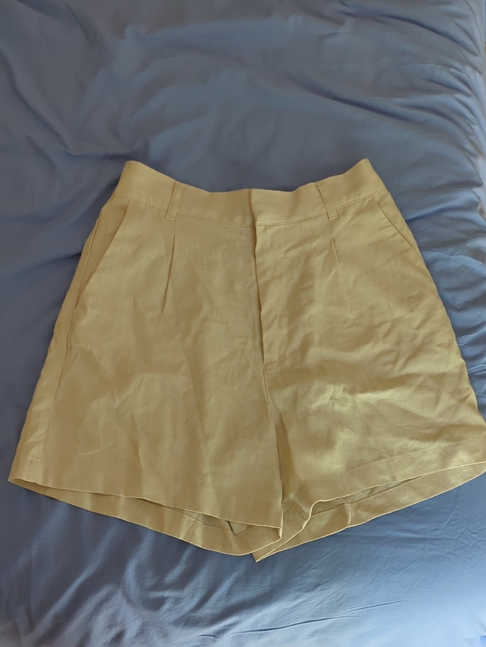 Love Tree Cream Linen High-Waist Tailored Shorts